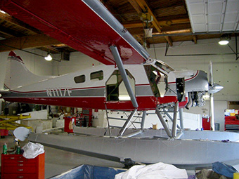 Kenmore Air, in the process of restoring Lady Esther at their facilities near Seattle, Washington.