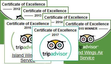 Island Wings Trip Advisor Awards of Excellence earned year after year